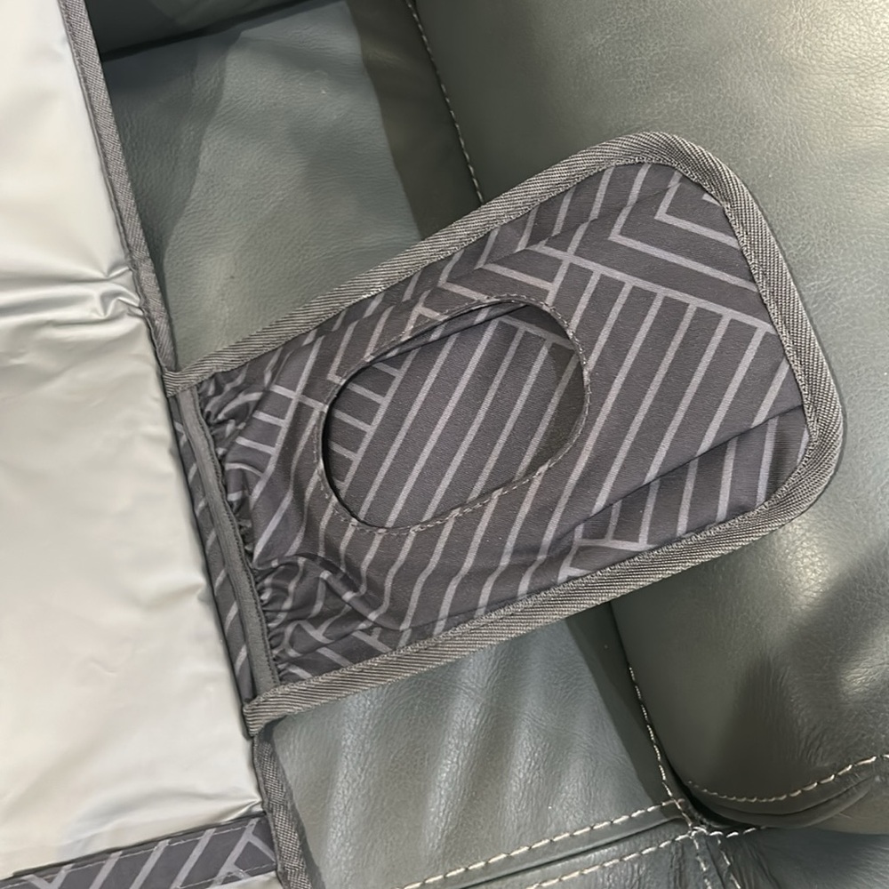 Gray Striped Foldable Changing Pad with Fox Logo - Picture 3 of 5